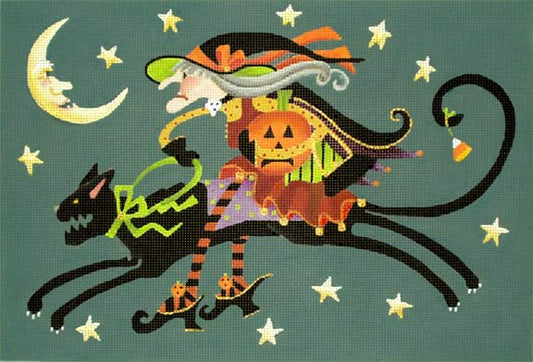 Melissa Shirley Designs Crabby Cat Witch Needlepoint Canvas