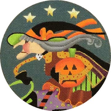 Melissa Shirley Designs Crabby Cat Witch Orn Needlepoint Canvas