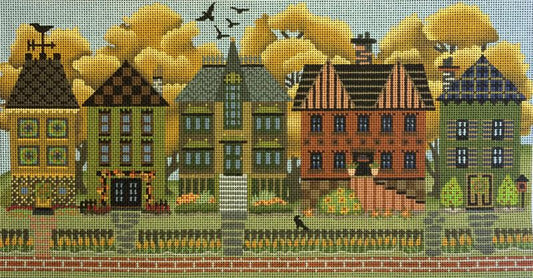 Melissa Shirley Designs Autumn Houses Needlepoint Canvas
