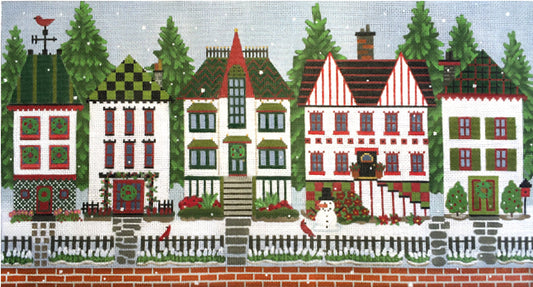 Melissa Shirley Designs Christmas Row Houses Needlepoint Canvas