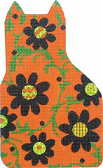 Melissa Shirley Designs Black Vine Cat 18m MS Needlepoint Canvas