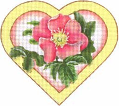 Melissa Shirley Designs Coral Rose Heart MS Needlepoint Canvas