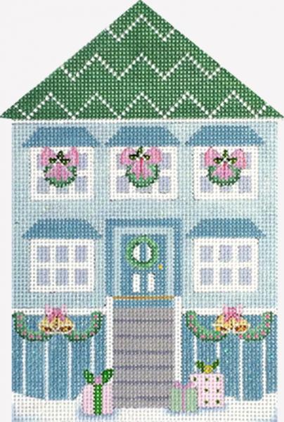 Melissa Shirley Designs Blue Glitter House MS Needlepoint Canvas