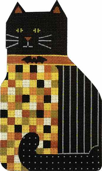 Melissa Shirley Designs Checkered Boo Kitty MS Needlepoint Canvas