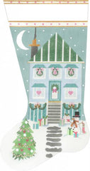 Melissa Shirley Designs Blue Glitter House Stocking Needlepoint Canvas
