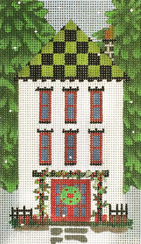 Melissa Shirley Designs Checkered Roof House MS Needlepoint Canvas