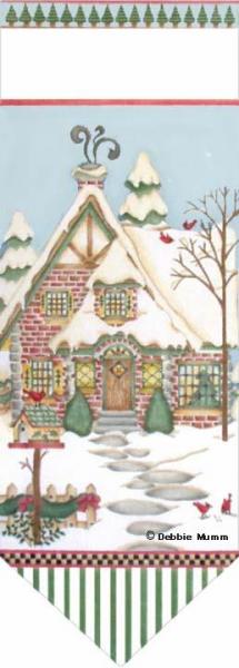Melissa Shirley Designs Conifer Cottage Banner Needlepoint Canvas