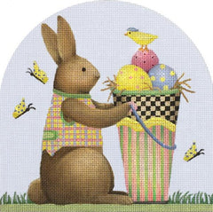 Melissa Shirley Designs Bunny Egg Bucket MS Needlepoint Canvas