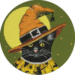 Melissa Shirley Designs Black Cat Witch Ornament Needlepoint Canvas