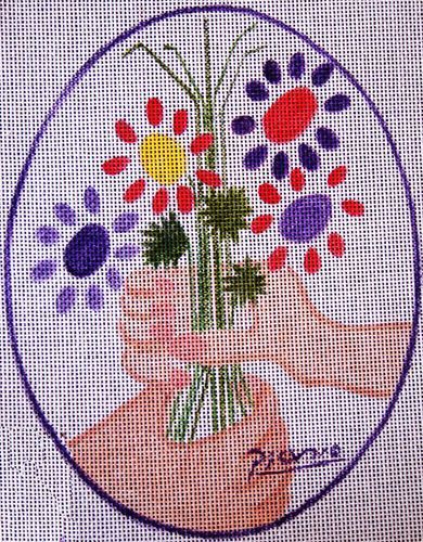 Changing Woman Designs Handful of Flowers Oval Needlepoint Canvas