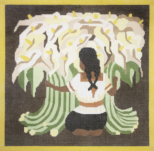 Changing Woman Designs Girl with Lilies Needlepoint Canvas