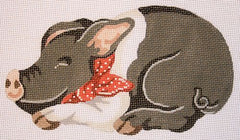 Silver Needle Black Pig Ornament Needlepoint Canvas