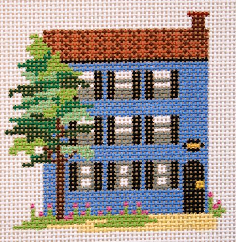 Silver Needle Blue House Needlepoint Canvas