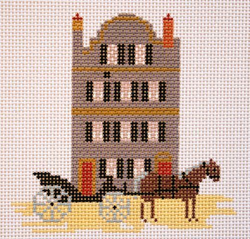 Silver Needle Brown House Needlepoint Canvas