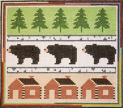 Silver Needle Bear Sampler Needlepoint Canvas