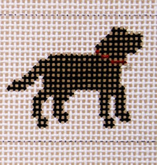 Silver Needle Black Lab Stay Mini Needlepoint Canvas