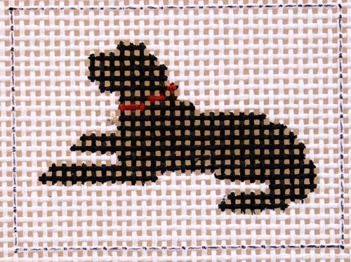 Silver Needle Black Lab Lay Down Mini Needlepoint Canvas