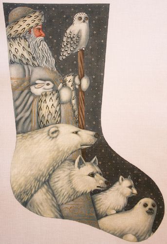 Liz Goodrick Dillon Arctic Santa Stocking Needlepoint Canvas