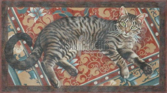Susan Roberts Needlepoint Cat on a Chinese Rug Needlepoint Canvas