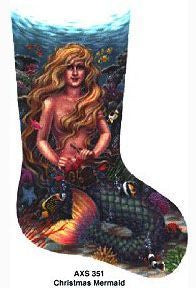 Susan Roberts Needlepoint Christmas Mermaid Stocking Needlepoint Canvas