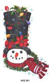 Susan Roberts Needlepoint Decorated Snowman Stocking Needlepoint Canvas