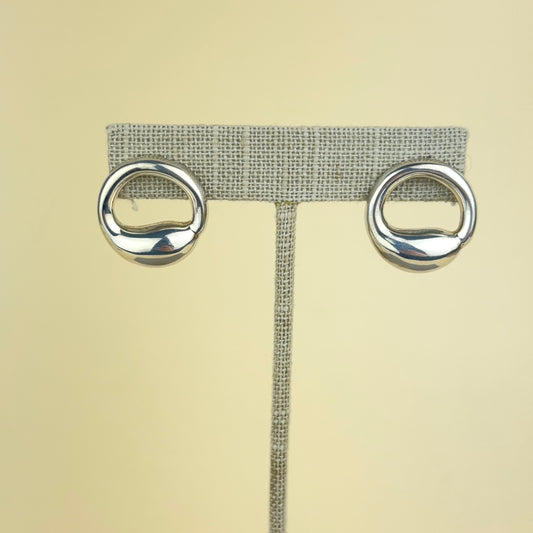 Vintage Sterling Silver Puffy Circle Post Earring