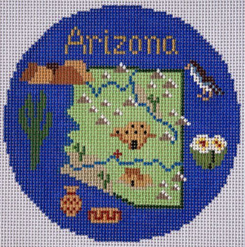 Silver Needle Travel Round Arizona Ornament Needlepoint Canvas