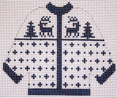 Silver Needle Blue Reindeer Cardigan Ornament Needlepoint Canvas