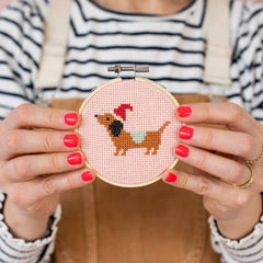 Cotton Clara Christmas Dachshund Cross Stitch Kit