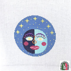 2 Busy Needlepointing Waxing Half Moon Needlepoint Canvas