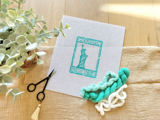 Audrey Wu Designs Passport Stamp - New York Needlepoint Canvas
