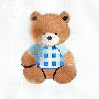 Audrey Wu Designs Gingham Bear - Blue Blue Needlepoint Canvas