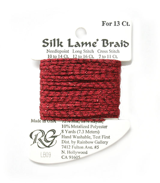 Rainbow Gallery Silk Lame Braid 13 - 009 Dark Red