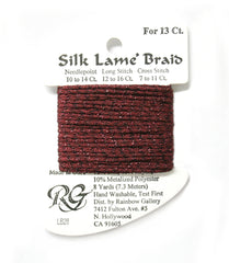 Rainbow Gallery Silk Lame Braid 13 - 028 Burgundy