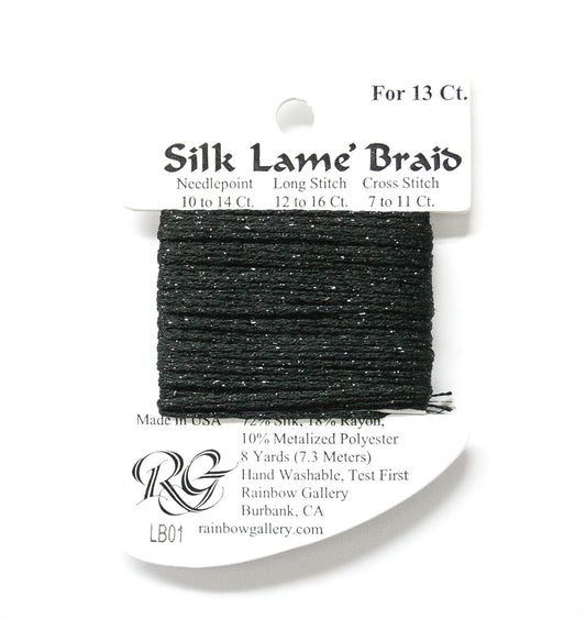Rainbow Gallery Silk Lame Braid 13 - 001 Black