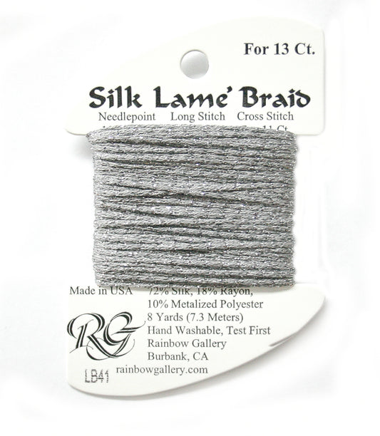 Rainbow Gallery Silk Lame Braid 13 - 041 Pewter