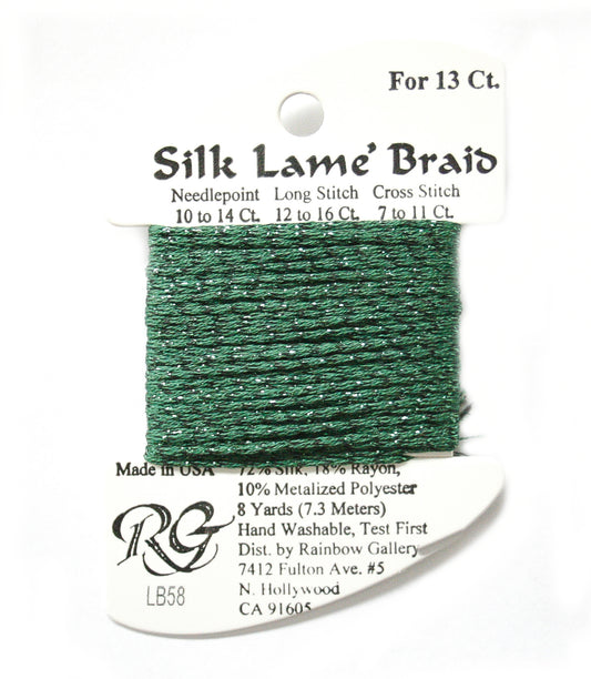 Rainbow Gallery Silk Lame Braid 13 - 058 Dark Christmas Green