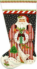 Melissa Shirley Designs Candy Cane Santa Stocking Needlepoint Canvas