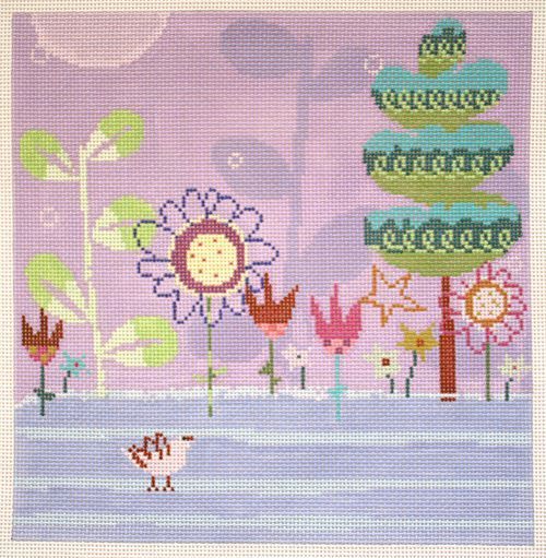 Birds of a Feather Winter Floral Needlepoint Canvas