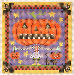 Birds of a Feather Pumpkin head Girl Needlepoint Canvas
