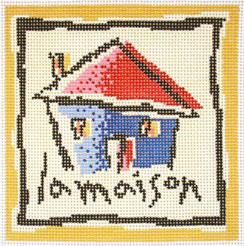 Birds of a Feather French Lesson House Needlepoint Canvas