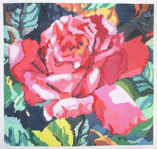 Patti Mann red rose Needlepoint Canvas