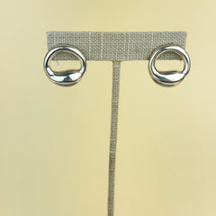 Vintage Sterling Silver Puffy Circle Post Earring