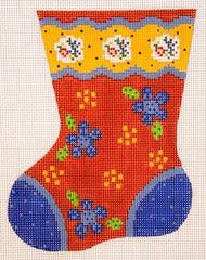Cooper Oaks Design Linda Ragno Blue Dot Flower Mini Sock Needlepoint Canvas