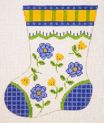 Cooper Oaks Design Linda Ragno Yellow Green Stripe Mini Sock Needlepoint Canvas