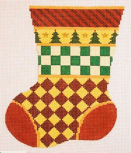 Cooper Oaks Design Red Check Mini Sock Needlepoint Canvas