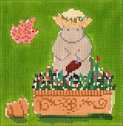 Cooper Oaks Design Hippo Planting Needlepoint Canvas