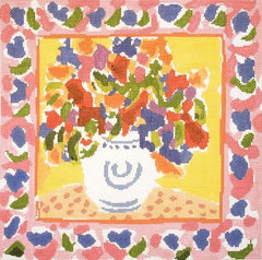 Cooper Oaks Design Susan Verble Gantner Garden Bouquet Pink and Yellow Needlepoint Canvas