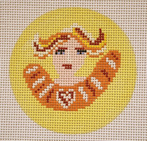 Birds of a Feather Swedish Angel Orange Needlepoint Canvas