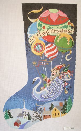 Birds of a Feather Merry Christmas Stocking Needlepoint Canvas